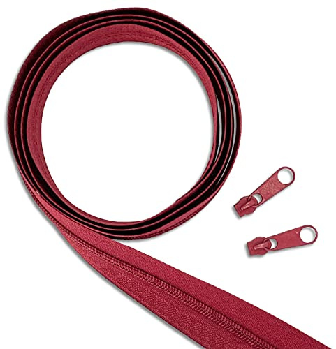 Wohnkult Reißverschluss-Set: 10 m Endlos-Reißverschluss | 3 mm Spirale | + 20 Zipper | Meterware | 25 Auswahl Nähen Reparatur (178 | Bordeaux)