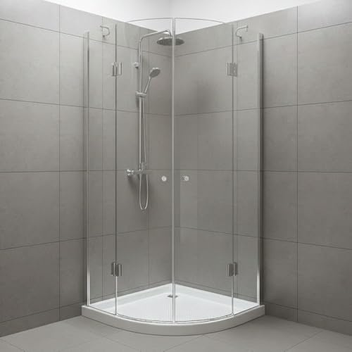 Durovin Bathrooms Quadrant Shower Enclosure, Double Hinged Door, 8mm Safety Glass with Acrylic Shower Tray (1000 x 1000mm)