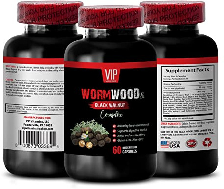 black walnut hull powder - WORMWOOD AND BLACK WALNUT COMPLEX 1500 MG - black walnut wormwood, pumpkin seeds, Carrot Juice Powder, wormwood extract, candida overgrowth cleanse, 1 Bottle (60 Capsules)