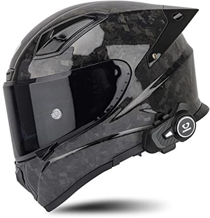 BCBKD Motorrad helme Carbon Integralhelm mit Bluetooth intercom ECE-zugelassener Scooter-Motorradhelm für Damen Herren Rennrad-Motorradhelm mit Doppelvisier A,L