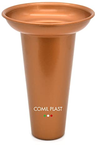 Comil Plast | Portafiori Interno in plastica per Vaso da cimitero Colore Rame | Diametro 10 cm, Altezza 15 cm.