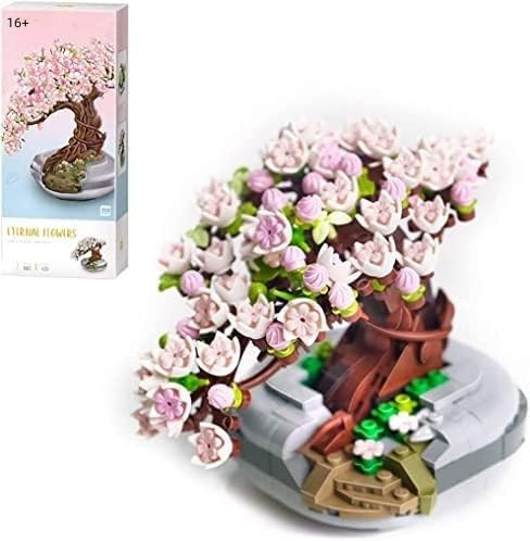 Pasyru Bonsai Bausteine Bausatz, Kirschbaum Bausteine, 426 Teile Mini Bausatz, Kreatives DIY Botanik Kollektion Deko Geschenk, Geschenk für Jugendliche und Erwachsene