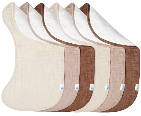 lulumoon Muslin Burp Cloths Sets - Large Cotton Burping Cloth Super Soft and Absorbent for Baby Boys and Girls 6pack (Brown)