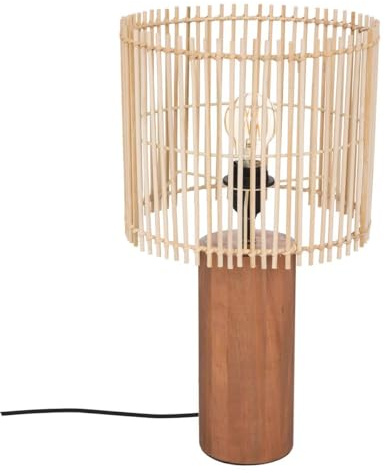 Lampe Davys, Bambus und Kiefer, braun, H48 cm