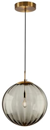 KCO Moderne Pendelleuchte Esstisch Glaskugel – Farbglas-Serie in Rauchgrau Hängeleuchte,Ø 25 cm – Höhenverstellbar mit E27-Fassung