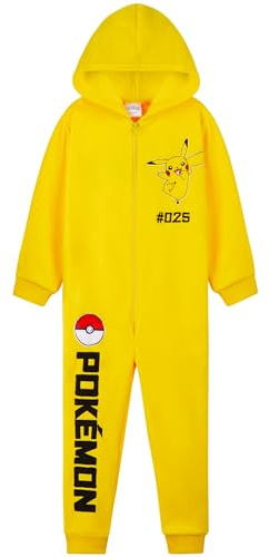 Pokemon Onesie för pojkar, 4–14 år, overall pojkar – gosig dräkt barn för barn – pyjamas pojkar, GUL, 11-12 år