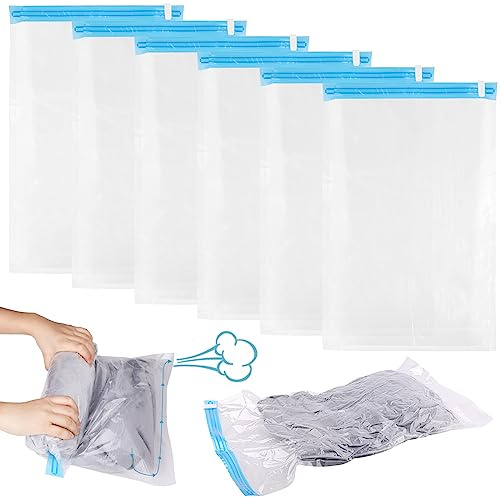 Vakuumbeutel für Kleidung, 6 Stück (40x60 cm) Vakuumierbeutel zum Rollen, Wiederverwendbar Vakuum Beutel für Reise & Rucksack, Ideal Platzsparend
