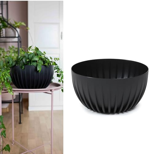 MELTOM Blumentopf aus Kunststoff Schale Blumenschale Pflanzkübel Blumenkübel, Größe XL: 30x16 cm (Schwarz)