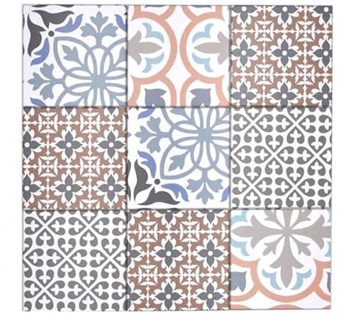 Selbstklebende Mosaikmatte Vinyl spanische Fliesen Optik Ornament bunt MOS200-S1406