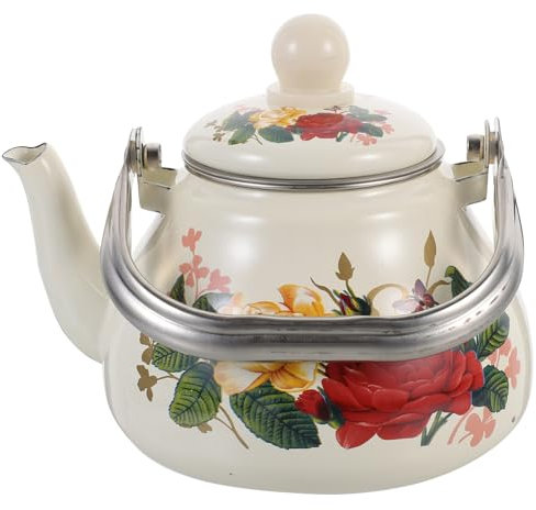 MAGICLULU Théière Émail Pour Cuisinière Avec Infuseur à Motif Floral Vintage Bouilloire à Thé Pour Chauffer Eau Rapidement