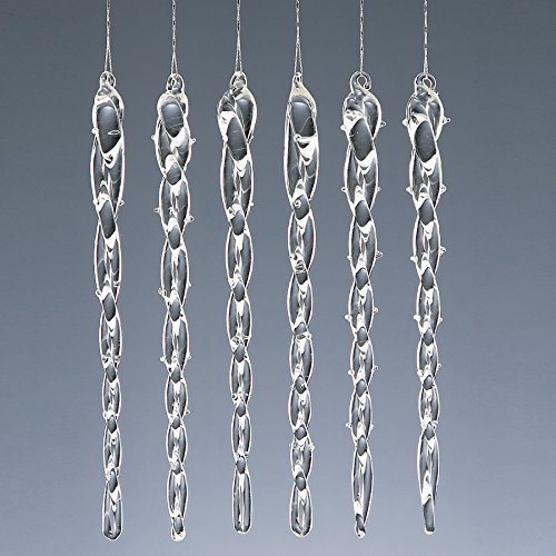 Widdle Gifts Christbaumschmuck aus Glas (6 klare gedrehte Eiszapfen 1333)