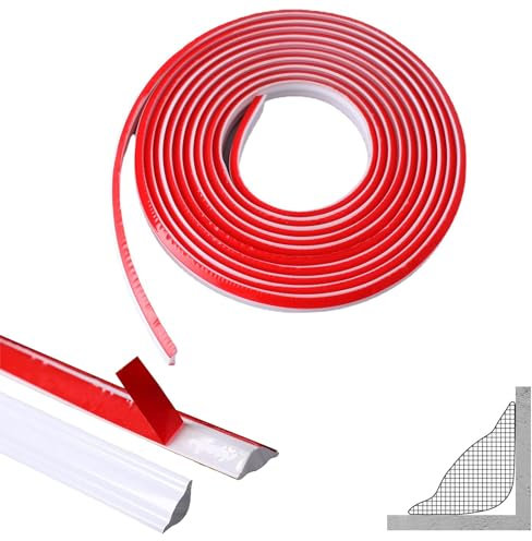 Moulures Flexibles Auto-adhésives, Plinthe Souple Autoadhésive, Quart de Rond en TPE Autoadhésive de Moulure, Blanc Bandeau de Finition de Cuisine pour Moulure Plafond, Bords de Murs (8M,12mm*9mm)