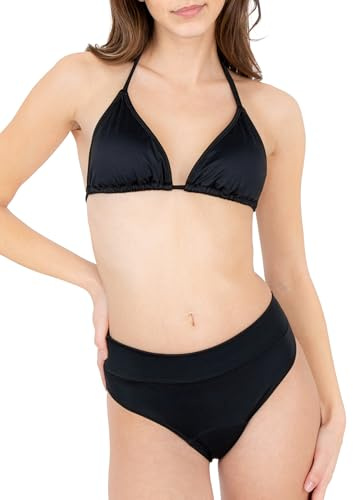 MYLILY Slip Bagno Mestruale Donna, Ragazze & Adolescenti Basic | per Piscina, Mare & Vacanze Estive | Protezione 4 Assorbenti | Antiperdita, Neutro Odori, Oeko-Tex | Nero, XXS (170)