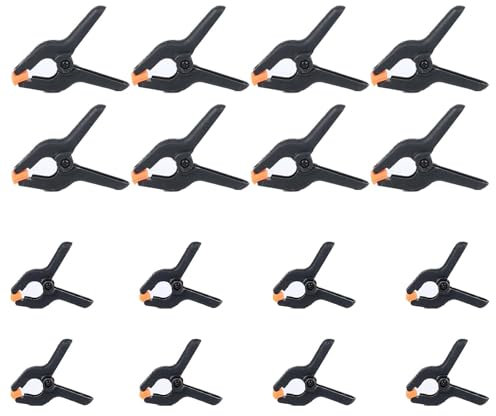Klemmzwingen 16 Stück Federklemmen 2 3 Zoll Kunststoff Halteklammern - Mini Klemmen Schwarze Nylon Klammern Fotohintergrund für Handwerk Photografie Foto Studio Hintergründe Garten Terrasse