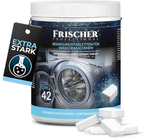 Frischer Professional Waschmaschinen-Innenreinigungstabletten | 42 Stück | Reinigungs- und Auffrischungstabletten | Entfernt Verschmutzungen, Ablagerungen, Waschmittelrückstände | Geruchsschutz