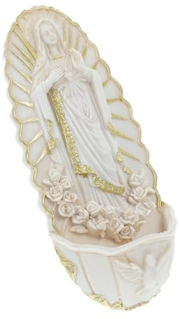 Zerodeko Resin Holy Water Font for Entrance Sacred Catholic Wall Hanging Decor Religious Font for Family Church and Home Prayer Spaces