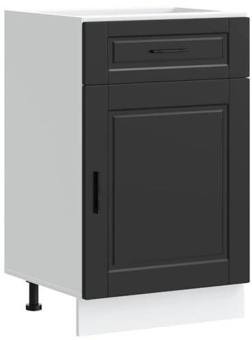 vidaXL Kitchen Base Cabinet Porto Black Engineered Wood, sink base cabinet, base kitchen cabinet with drawer, sink base unit