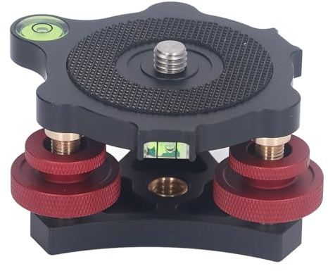 Testa per Treppiede con Base Livellante per Fotocamera con 3 Livelle a Bolla Integrate, Materiale in Lega di Alluminio, Leggera e Potente con Cuscinetto in Gomma Antiscivolo,