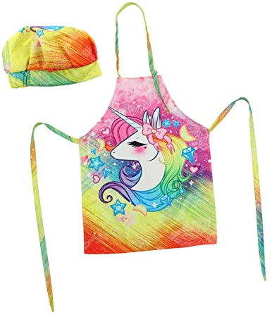 SHOWERORO Kinder Malschürze Aus Weichem Atmungsaktivem Material Einhorn Motiv Waschbare Malerkittel Für Kreative Kinder Beim Kochen Backen Und Zeichnen