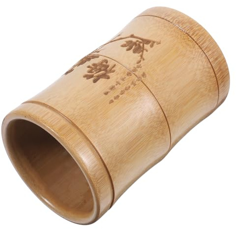 Operitacx Porte-stylos de Table Rond en Bambou Style Chinois Vintage | Décor de Bureau, Rangement pour Petits Objets, Forme à Bords Arrondis, Style Assorti Style Aléatoire