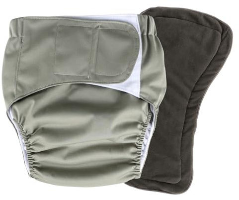 Hisprout Wiederverwendbare Stoffwindeln für Erwachsene, waschbar, für Herren und Damen, Inkontinenzwindeln, Unterwäsche, Slip mit extra saugfähigem Einsatz, Taille 60–140 cm (Grau, L)