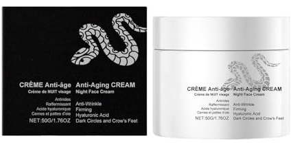 Crème nuit de venin de serpent 50g, Répare et embellit votre peau pendant votre sommeil - Régénère les cellules, Réduit les rides d'expression, les ridules, les poches et les cerne (1pc, A)
