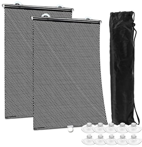 Thoquene 2 Stück Sonnenschutz Auto Baby Rollo Set, 40 X 60cm Sonnenrollo Auto Uv-Schutz, Sonnenschutzrollo(Schwarz)