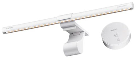 Quntis Monitor Lampe Weiß mit Hintergrundbeleuchtung Fernbedienung 40cm Curved Monitor Light Bar Augenschutz Bildschirmlampe LED für weiße helle Computer Schreibtische, Bürolampe für Home Office