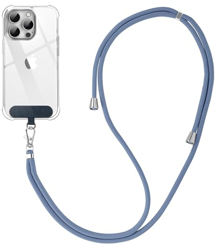 Vauki Cordino per Cellulare Telefono Universale Tracolla Regolabile Collana Collo Nylon Catena Laccio per Cellulare e Patch Telefono per Maggior Parte Smartphone IPhone Samsung Huawei Xiaomi, Blu 1