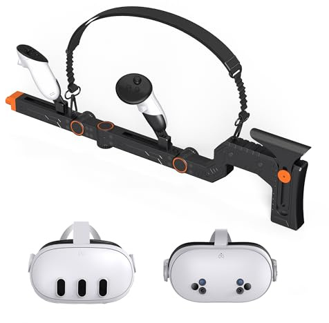 [Ambidextrous Design] VR Gun Stock for Meta Quest 3/Oculus Quest 3S | Side-Loading Magnetic Design | Faster Mag Changes | Precision Angle Adjustment | Adjustable Cheek Rest & Strap | Lightweight for Enhanced FPS Gameplay