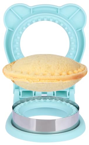 Sandwich Cutter and Sealer, Stainless Steel Uncrustable Sandwich Maker with Crimper，Round Circle Shape for Peanut Butter Jelly, Pancake, Cookie，Crustless Bread Sealer for Kids Lunchboxes (Light Blue)