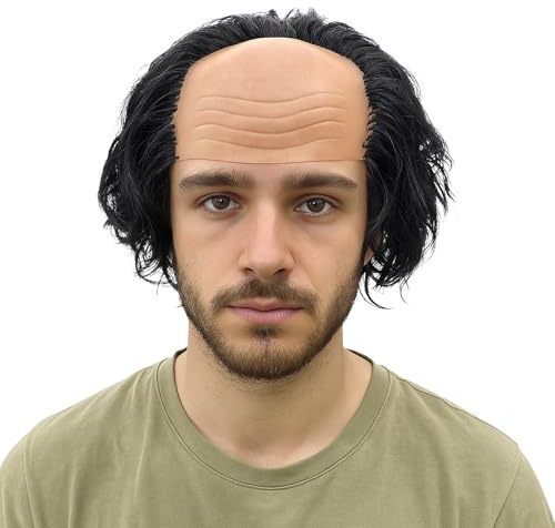 AYNKH Adulte Perruque Chauve Homme Drôle Cosplay Costumes, Accessoires de Fête Halloween Fiesta Props, Médecins et Infirmières, Professeur Fou, Costume de Sorcier