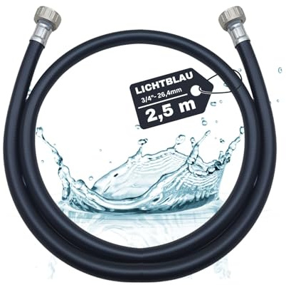 LICHTBLAU Warmwasser Zulaufschlauch 2,5m 3/4 Zoll Metallgewinde | Heißwasserfest bis 90 °C – Wasserzulaufschlauch für Waschmaschine & Geschirrspüler – Anschlussschlauch