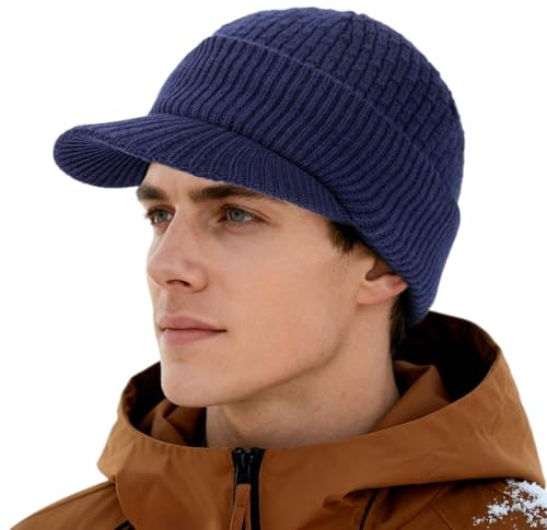 TOP-EX Gestrickte Visor-Beanie Unisex, für Golf und Alltag, für große Köpfe | PolarWool™, sicher bei Wind und Wetter, flexible Passform, auch für große Kopfumfänge, für Golf Spaziergänge und Winterreisen