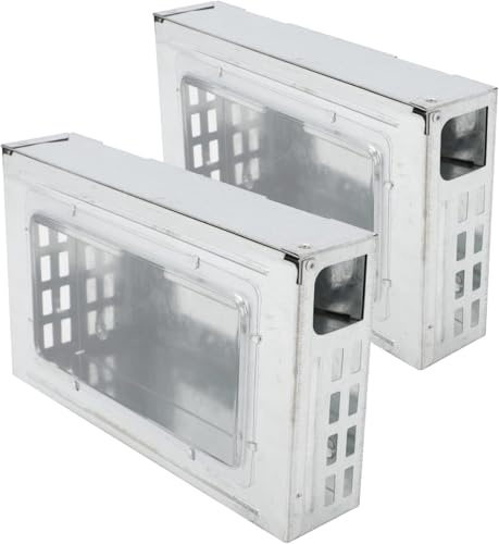 Generisch 2 Stück Lebendfalle für Mäuse - 26x16x6cm Verzinkte Metallfalle Wiederverwendbar & Tierfreundlich - Humane Mausefalle für Haus Küche Keller (Silber)