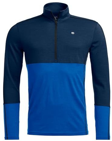 Ortovox Herren 185 Rock'n'Wool Zip Neck Merinowolle Ski Touring Baselayer mit Viertelreißverschluss & Stretchkomfort