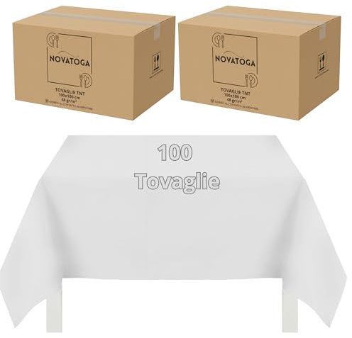 Tovaglie coprimacchia monouso Bianco TNT 100x100 cm resistenti tipo stoffa alta grammatura 48gr tovagliati festa ristorante pizzeria agriturismo trattoria copritavolo usa e getta impermeabili (100)