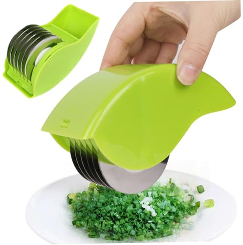 Tagliaprezzemolo, Rullo per erbe con 6 lame Tritatutto manuale per erbe in acciaio inossidabile PP Tritatutto affilato staccabile e lavabile per coriandolo, scalogno, prezzemolo