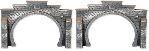 NOCH® Tunnel-Portal, 2-gleisig Modellbau Tunnelportal, 21 x 14 cm für die Spur H0 (Packung mit 2)