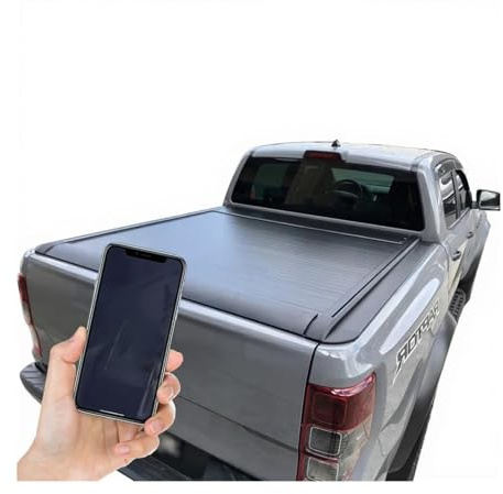 MGHF Elektrisch einziehbare Laderaumabdeckung, kompatibel mit Colorado, Dmax, Triton, Navara und Hilux, Revo Pickup-Laderaumabdeckung mit abschließbarem Schutz