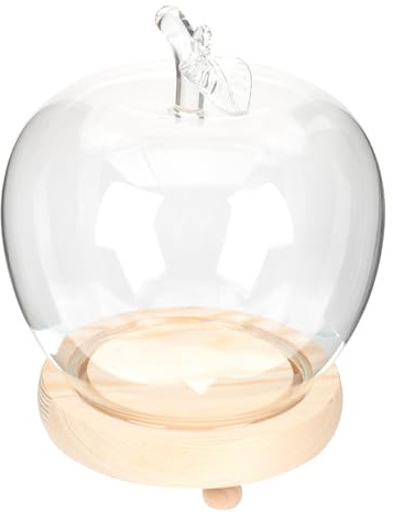 Garneck Lighted Glass Dome Display Cover with LED Base, Glowing Glass Cloche Ornament for Christmas Eve Home Decor and Dust Protection