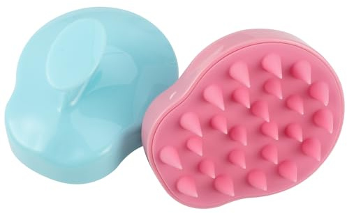 Cepillo de Masaje 2 Unidades Rosa Cuero Cabelludo de Silicona | Limpieza Profunda, Uso en Champú, Diseño Cómodo para Estimular la Circulación
