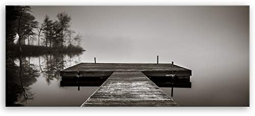 ge Bildet Bilderdepot24 hochwertiges Panorama Leinwandbild XXL - Steg - schwarz weiß - 120 x 50 cm einteilig