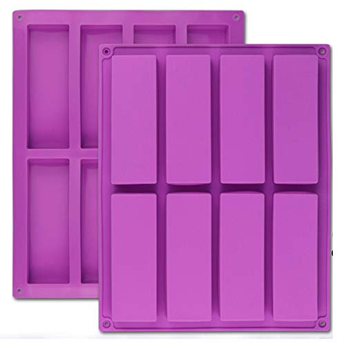Palksky (2 moldes de silicona para barra de granola rectangular grande de 8 cavidades/nutriciones/cereales, barra de energía para trufas de chocolate, pan ganache, brownie, pudín, mantequilla