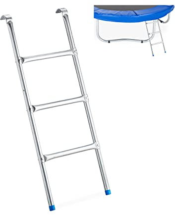 Relaxdays Scaletta per Trampolino, da Agganciare, con con 3 Pioli, HxL 97X38 cm Colore Argento