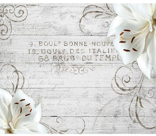 murando - Vlies Fototapete Blumen Lilien 450x315cm - Foto Tapete Schlafzimmer Wohnzimmer Moderne Vliestapete XXL Wandtapete Motivtapeten 3d Effekt Wand Dekoration - Holz Blume Ornament b-A-0170-a-b