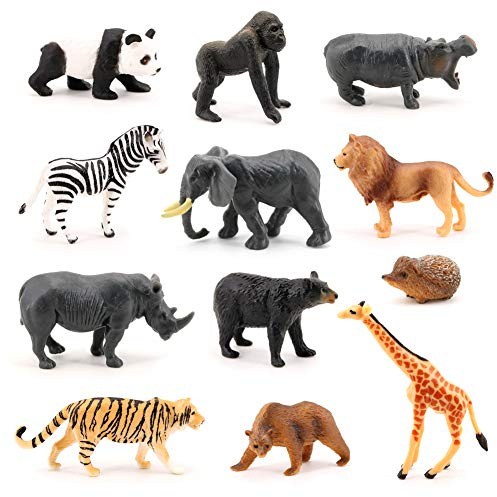 Volnau Mini-Safari-Tierspielzeug, 12 Stück, Wildtier-Figuren, Miniatur-Figuren für Kleinkinder, Kinder, Weihnachten, Geburtstag, Geschenk, Kunststoff-Tierfiguren, Vorschulpaket