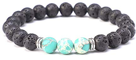 Kim Johanson Perlenarmband *Chakra* aus Onyx & Lavastein mit Jaspis Perle I Partner Armband I Energiearmband I Freundschaftsarmband in Schwarz I Geschenk für Paare inkl. Beutel