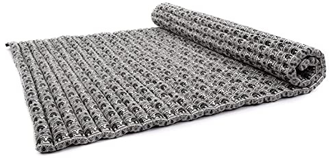 Leewadee - hopfällbar golvmadrass - japansk hopfällbar futon - hopfällbar tatamimatta - gästsäng - campingmadrass - thaimassagematta - kapokfylld -, Black White
