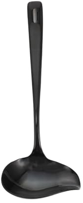 OSALADI Small Ladle Sauce Ladle Stainless Steel Drizzle Spoon with Spout Gravy Soup Dessert Decorating Spoon Duckbill Hot Pot for Gravies Dressings Kitchen Utensil Black Sauce